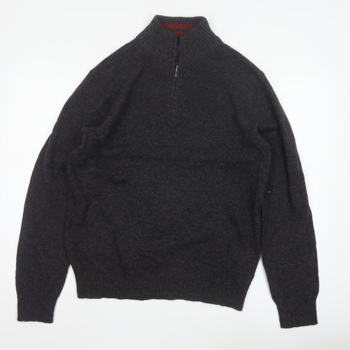 Emanuel Ungaro Men’s Grey Wool 1/4 Zip High Neck Jumper L