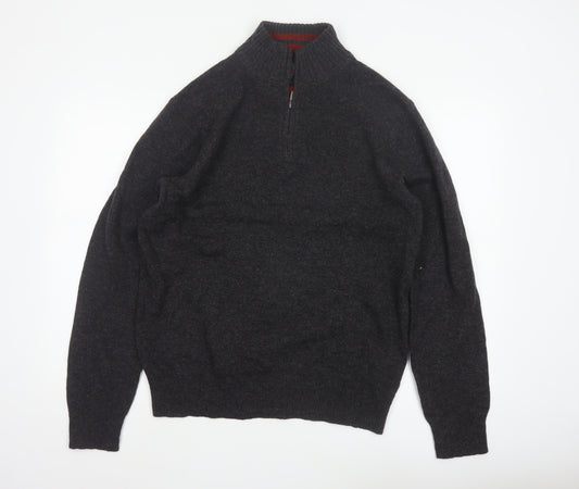 Emanuel Ungaro Men’s Grey Wool 1/4 Zip High Neck Jumper L