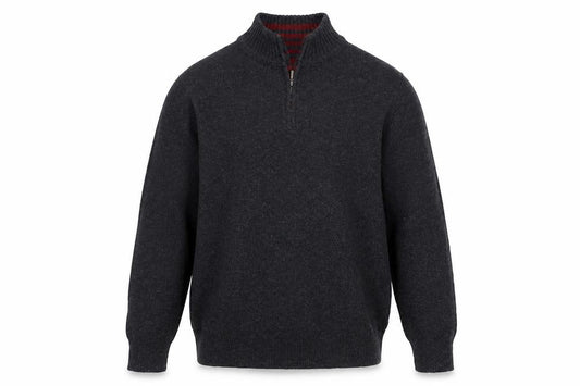 Front view of Emanuel Ungaro Men’s Grey Wool 1/4 Zip High Neck Jumper L