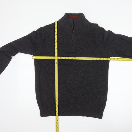 Emanuel Ungaro Men’s Grey Wool 1/4 Zip High Neck Jumper L
