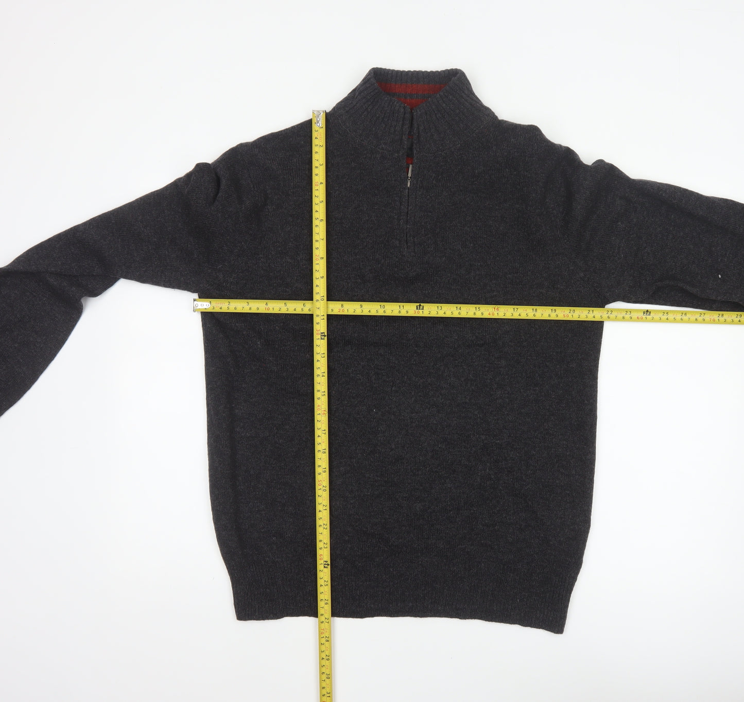 Emanuel Ungaro Men’s Grey Wool 1/4 Zip High Neck Jumper L