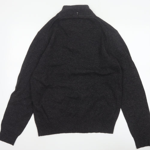 Emanuel Ungaro Men’s Grey Wool 1/4 Zip High Neck Jumper L