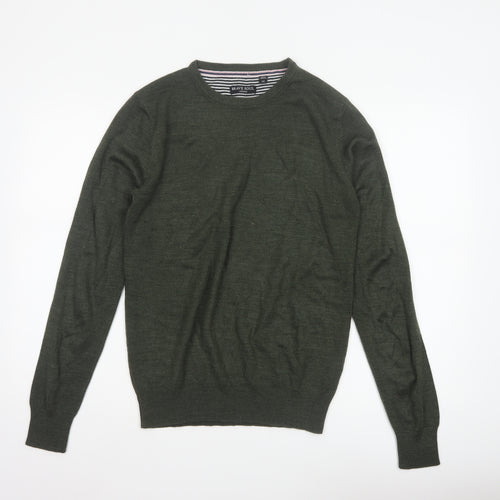Brave Soul Men’s Green M Crew Neck Pullover Tight-Knit Jumper