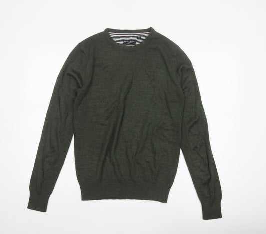 Brave Soul Men’s Green M Crew Neck Pullover Tight-Knit Jumper