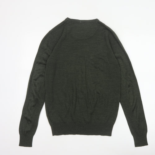 Brave Soul Men’s Green M Crew Neck Pullover Tight-Knit Jumper