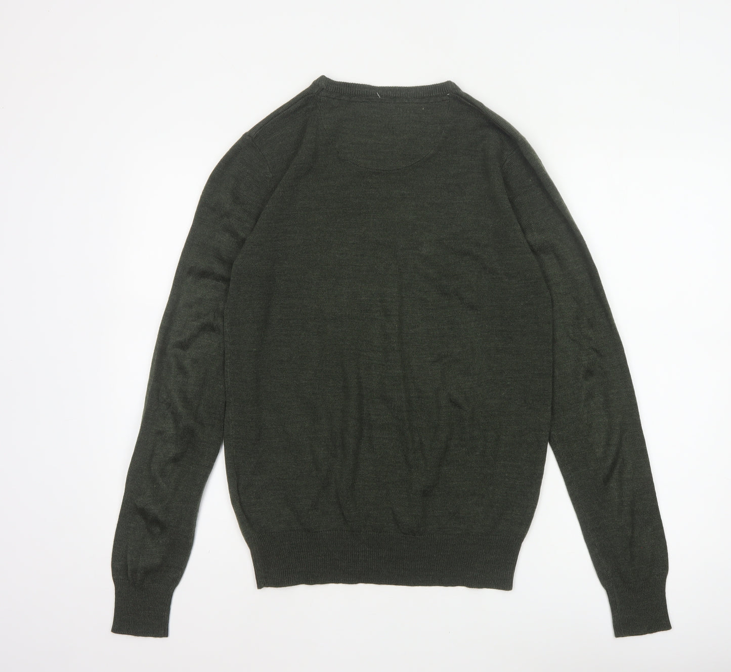Brave Soul Men’s Green M Crew Neck Pullover Tight-Knit Jumper
