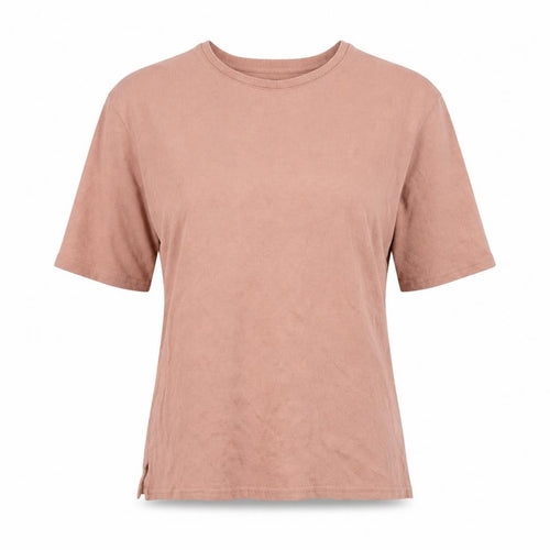 Jeanne Pierre Women Pink S Ribbed Jersey Crew Neck Short Sleeve T-Shirt