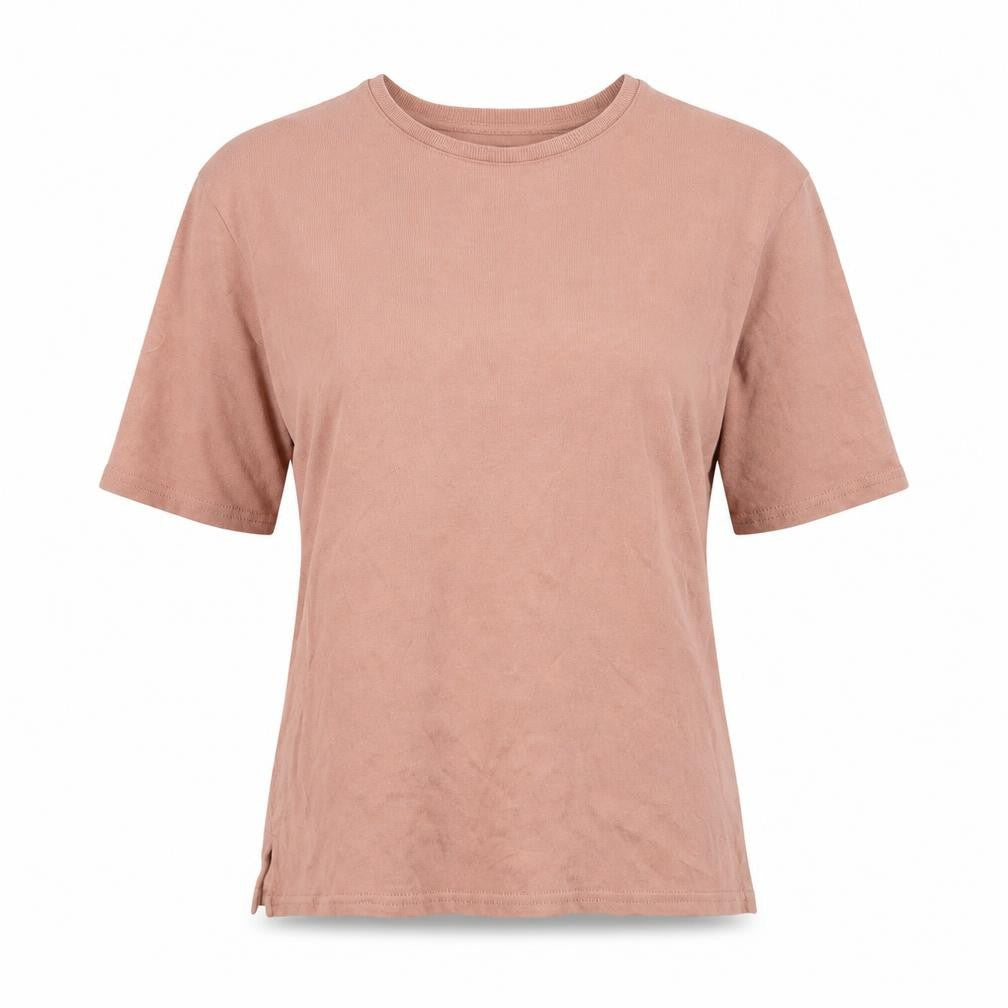 Jeanne Pierre Women Pink S Ribbed Jersey Crew Neck Short Sleeve T-Shirt