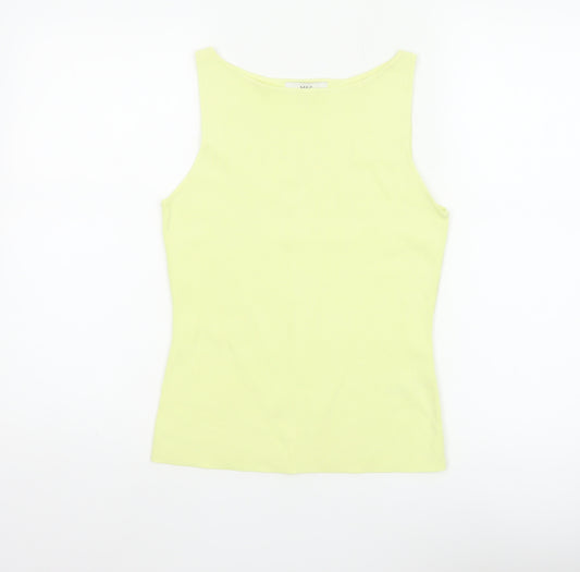 M&S Women Yellow M Slim Fit Scoop Neck Lightweight Knit Tank Top