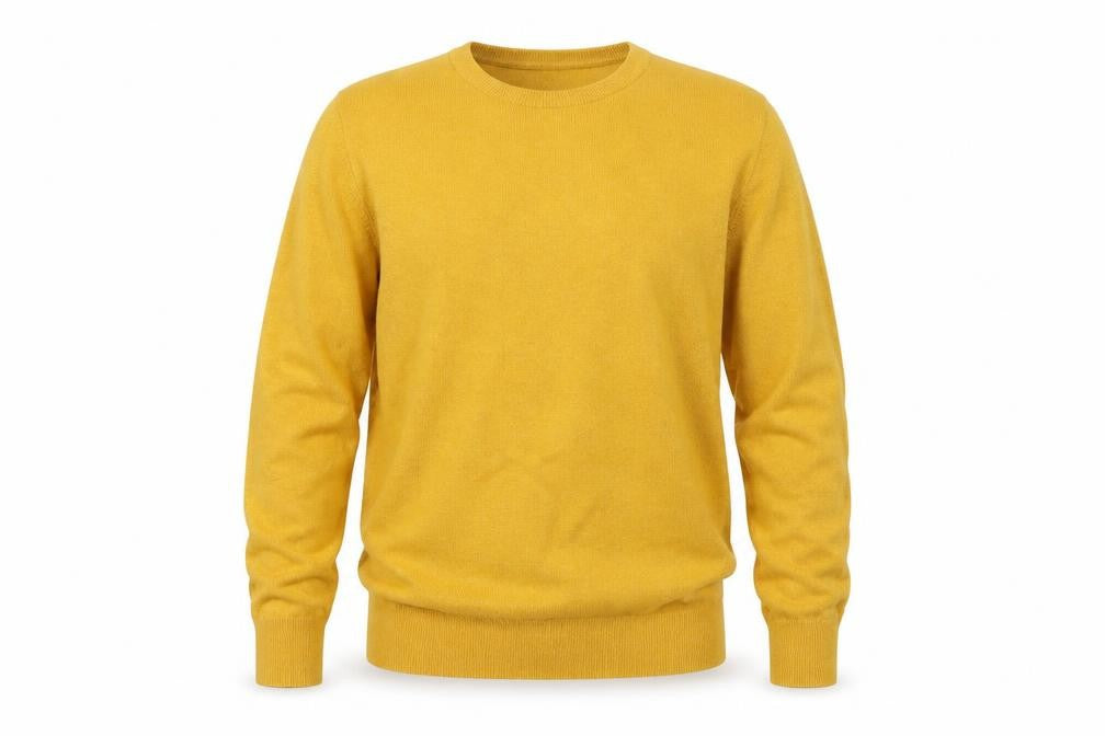 Front view of Marks & Spencer Men Yellow S Pure Cotton Crew Neck jumper