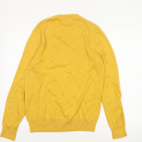 Marks and Spencer Men Yellow S Pure Cotton Crew Neck Pullover Jumper
