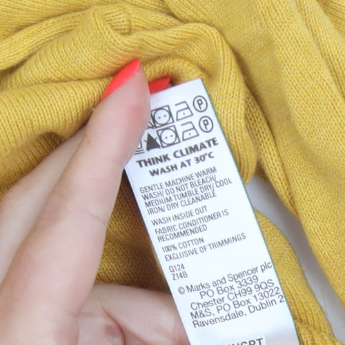 Marks and Spencer Men Yellow S Pure Cotton Crew Neck Pullover Jumper
