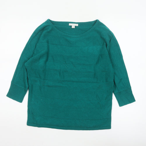 New York & Company Women Green S 3/4 Sleeve Knit Pullover Jumper