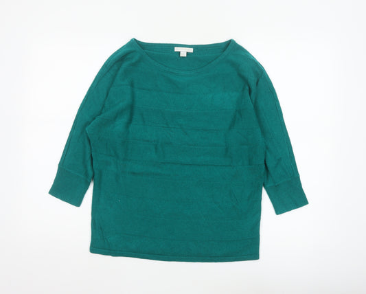 New York & Company Women Green S 3/4 Sleeve Knit Pullover Jumper