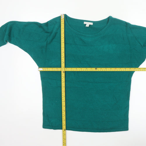 New York & Company Women Green S 3/4 Sleeve Knit Pullover Jumper