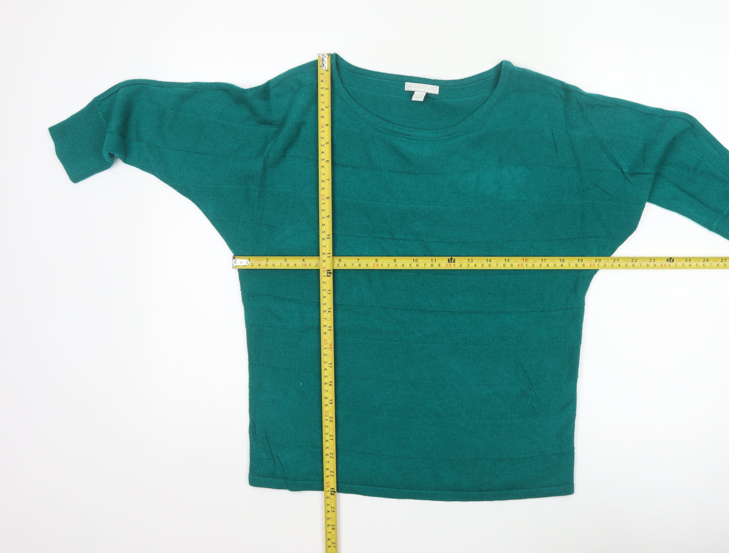 New York & Company Women Green S 3/4 Sleeve Knit Pullover Jumper