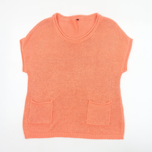 Intuition Women Orange Size 16 Knit Tunic Jumper Pockets
