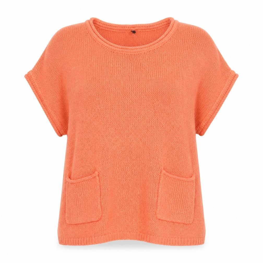 Front view of Intuition Women Orange, size 16, Knit Tunic Jumper Pockets