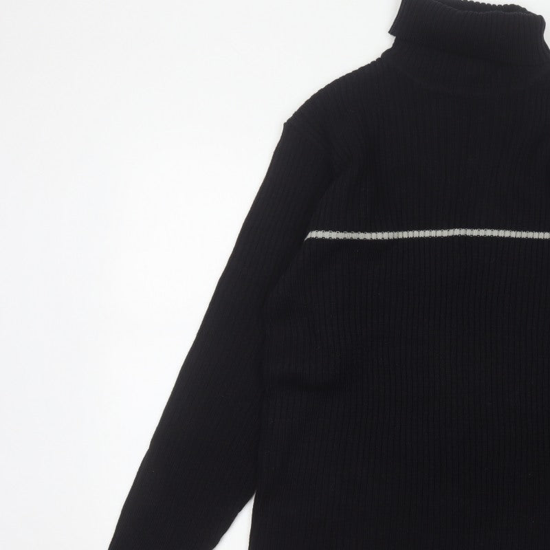 Additional view of Whispering Smith Men’s Black XL Roll Neck Striped Knit Jumper