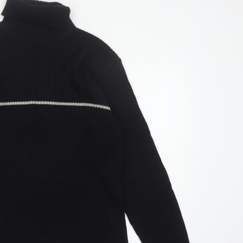 Additional view of Whispering Smith Men’s Black XL Roll Neck Striped Knit Jumper