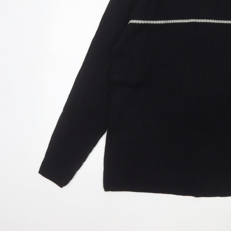 Additional view of Whispering Smith Men’s Black XL Roll Neck Striped Knit Jumper