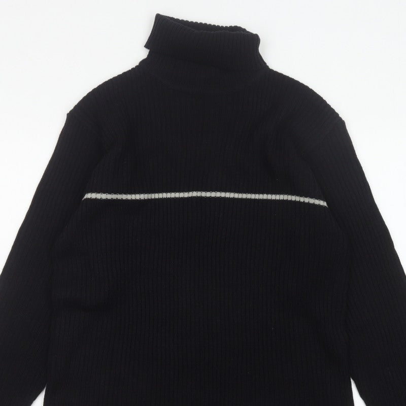 Additional view of Whispering Smith Men’s Black XL Roll Neck Striped Knit Jumper
