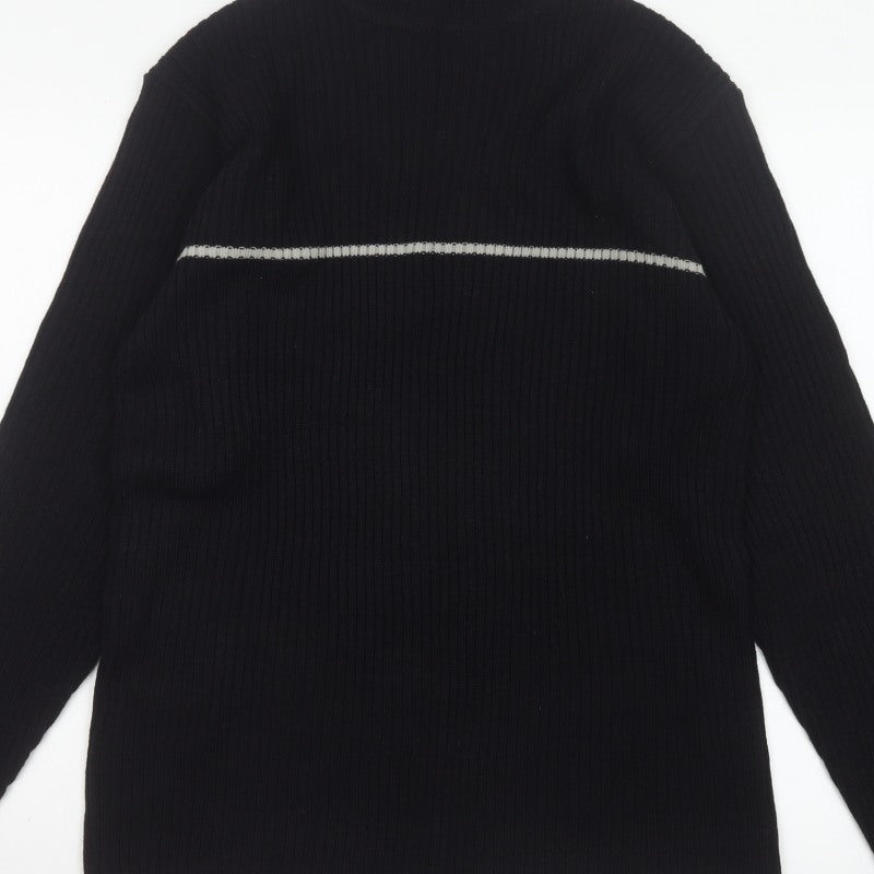 Additional view of Whispering Smith Men’s Black XL Roll Neck Striped Knit Jumper