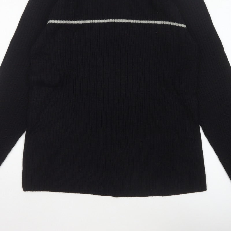 Additional view of Whispering Smith Men’s Black XL Roll Neck Striped Knit Jumper
