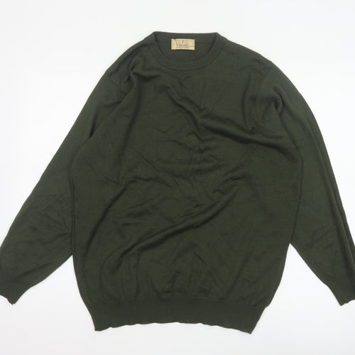 Marks & Spencer Men Green Large Merino Wool Blend Crew Neck Jumper