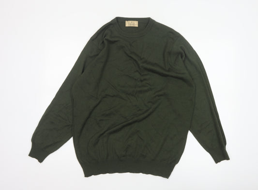 Marks & Spencer Men Green Large Merino Wool Blend Crew Neck Jumper