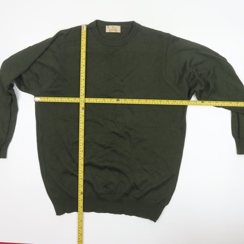 Marks & Spencer Men Green Large Merino Wool Blend Crew Neck Jumper