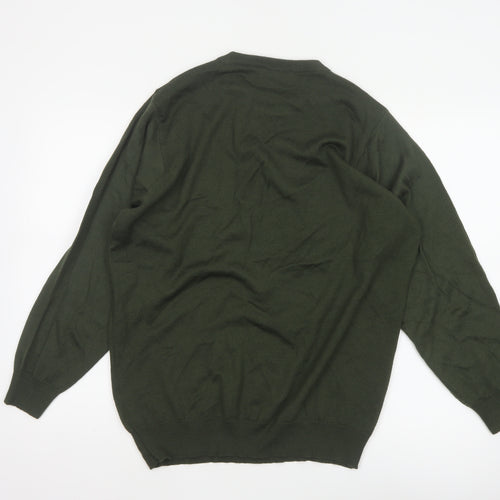 Marks & Spencer Men Green Large Merino Wool Blend Crew Neck Jumper