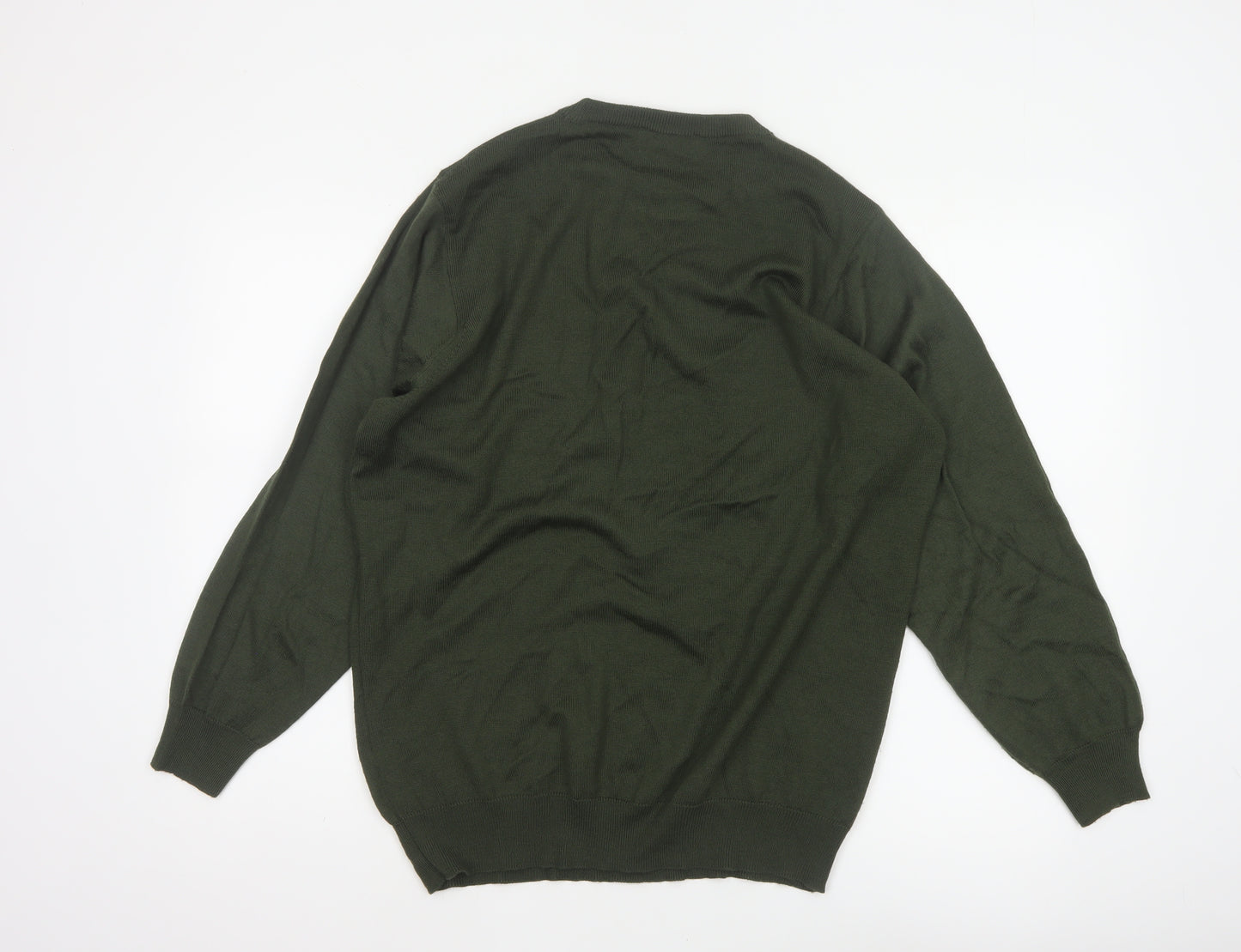 Marks & Spencer Men Green Large Merino Wool Blend Crew Neck Jumper