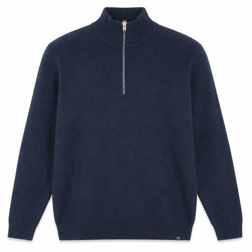 Marks & Spencer Men's Blue XL 1/2 Zip Cotton Blend Knit Jumper