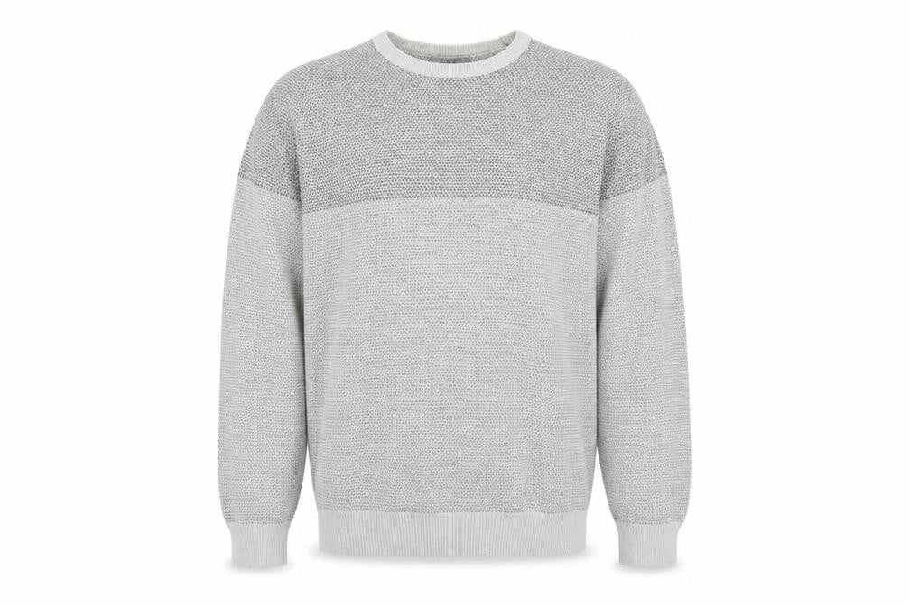 Front view of Marks & Spencer Men Grey L Pure Cotton Textured Knit jumper