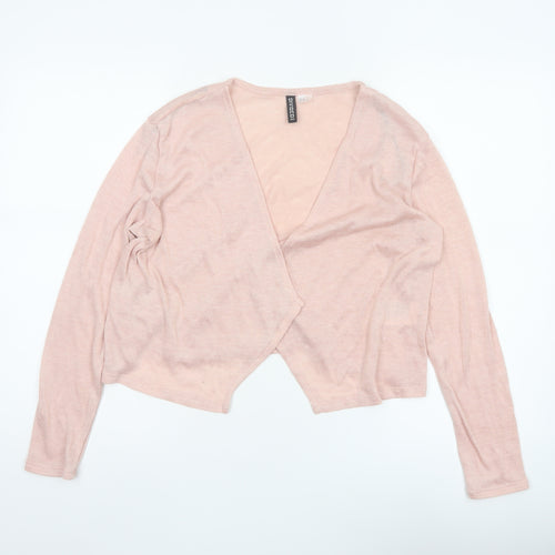 H&M Divided Women's Pink M Open Front V-Neck Lightweight Cardigan