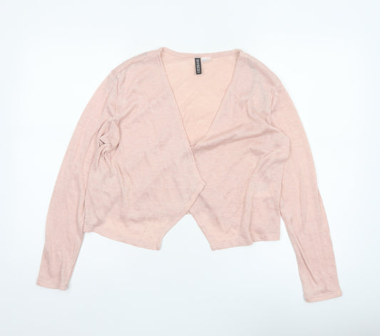 H&M Divided Women's Pink M Open Front V-Neck Lightweight Cardigan