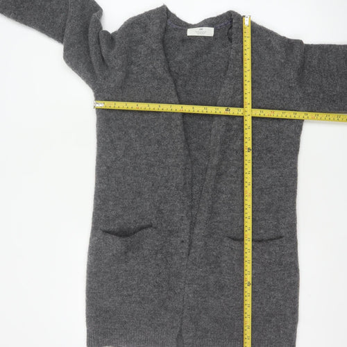H&M Women Grey Size 14 Open V-Neck Longline Knit Cardigan
