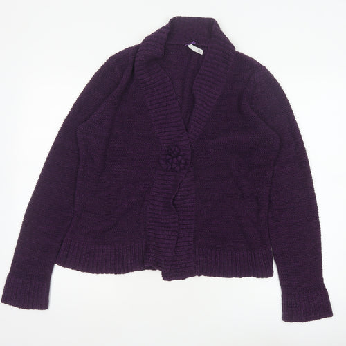 Bhs Women’s Purple Size 16 Chunky Knit Open Cardigan