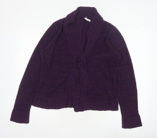 Bhs Women’s Purple Size 16 Chunky Knit Open Cardigan