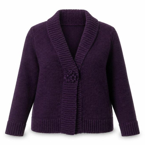 Bhs Women’s Purple Size 16 Chunky Knit Open Cardigan