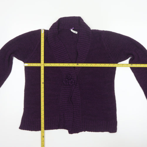 Bhs Women’s Purple Size 16 Chunky Knit Open Cardigan