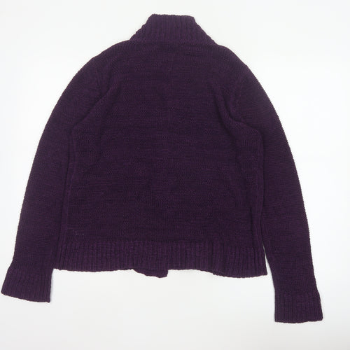 Bhs Women’s Purple Size 16 Chunky Knit Open Cardigan