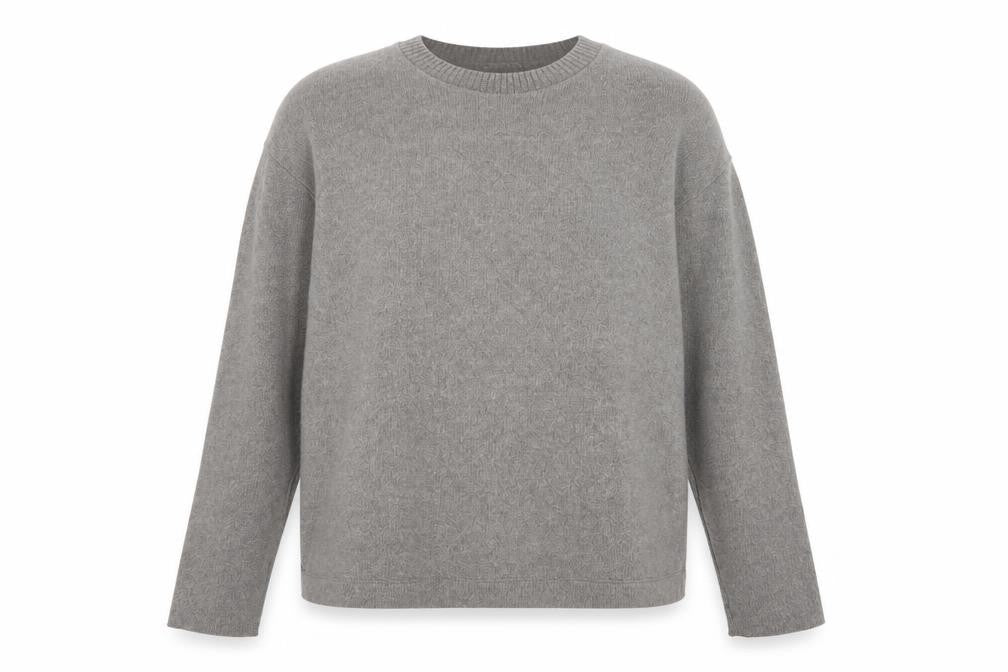Front view of Zara Women Grey M Crew Neck Cotton Blend Knit jumper