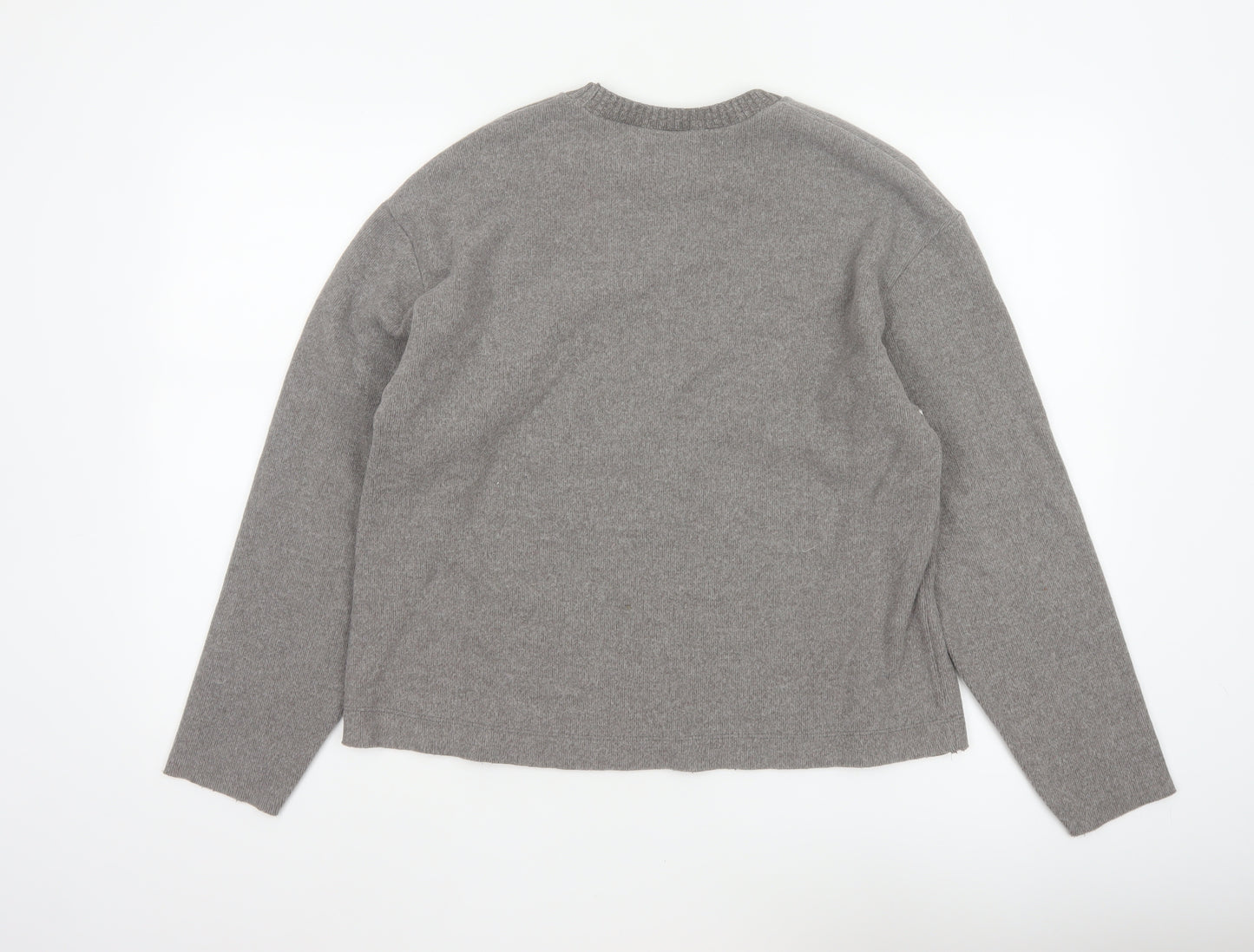 Zara Women Grey M Crew Neck Cotton Blend Knit Pullover Jumper