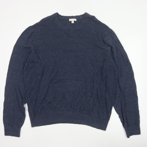 Gap Men’s Blue Linen Cotton Crew Neck Pullover Jumper 2XL