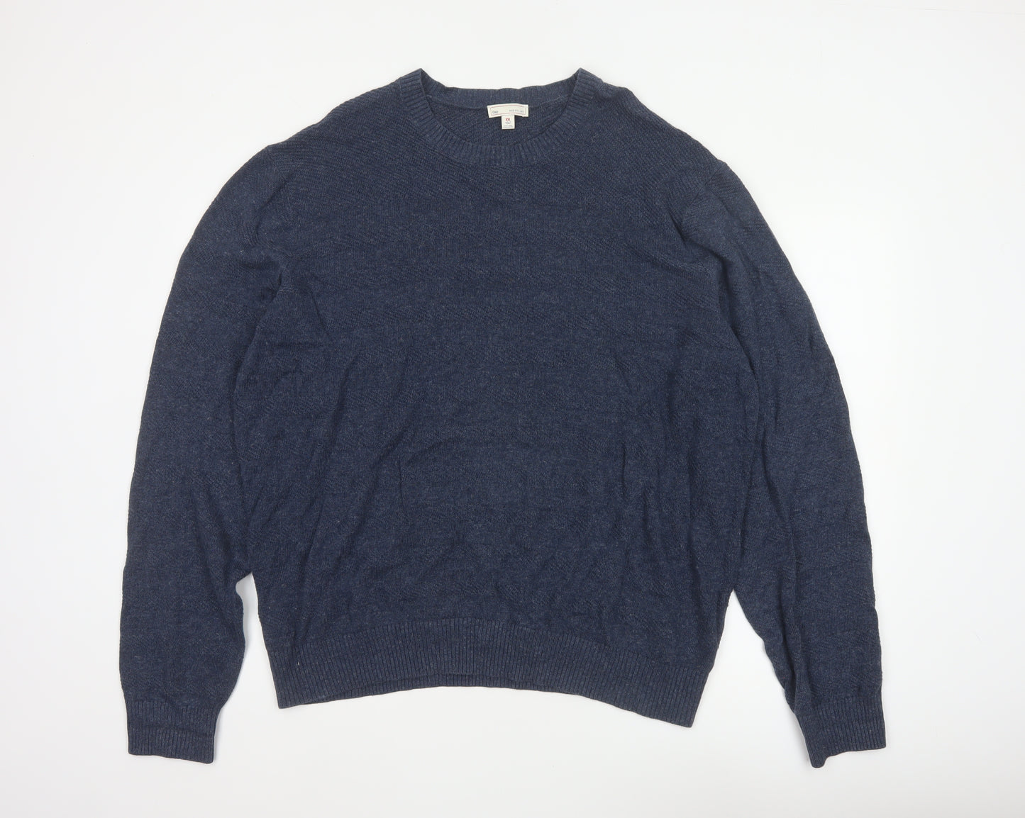 Gap Men’s Blue Linen Cotton Crew Neck Pullover Jumper 2XL