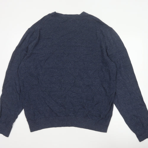 Gap Men’s Blue Linen Cotton Crew Neck Pullover Jumper 2XL