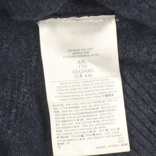 Gap Men’s Blue Linen Cotton Crew Neck Pullover Jumper 2XL