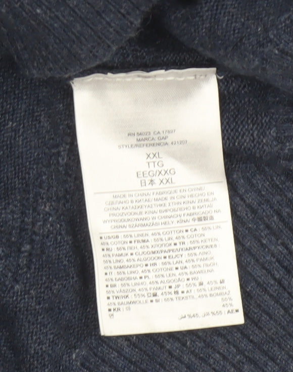 Gap Men’s Blue Linen Cotton Crew Neck Pullover Jumper 2XL